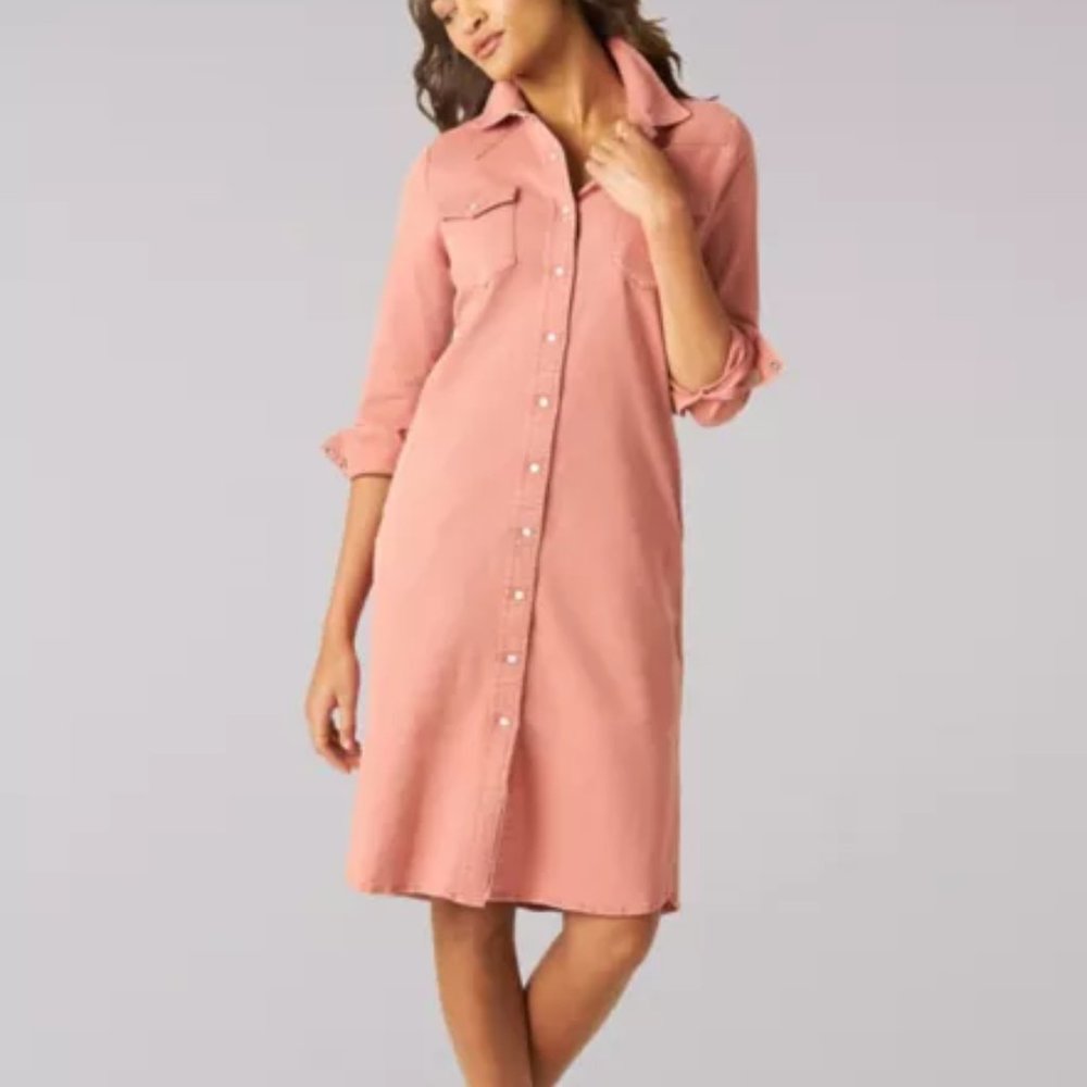LEE Vintage Modern M Canyon Rose Western Denim Jean Shirt Dress Jacket NWT - Picture 10 of 12